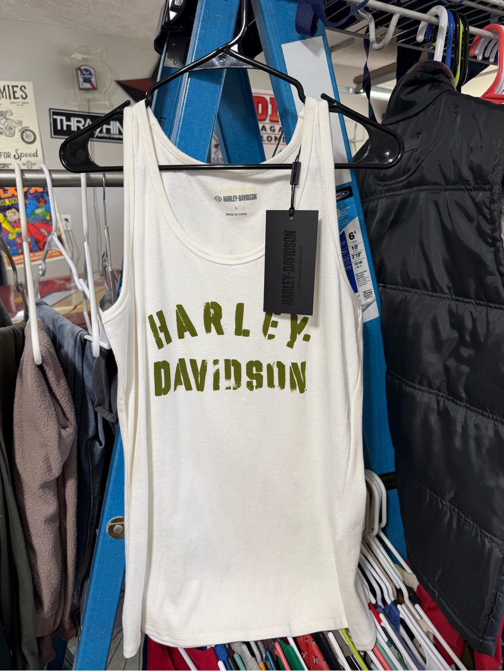 Harley-Davidson Cream Tank with Olive Green Logo